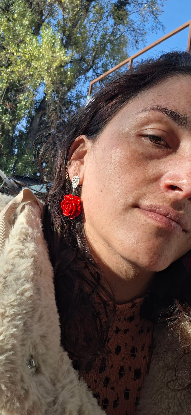 Customer photo review of Live 02 Aros Rosa Grande y Calaca de Plata. Colección Tutti Frutti