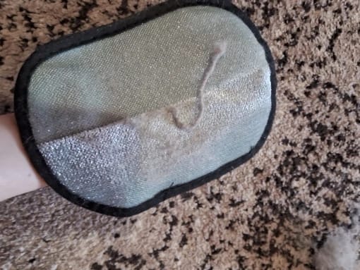 Customer photo review of Double-Sided Reusable Pet Hair Removal Gloves Static-Free Grooming Tools for Pets Efficient Carpet Fur Removal