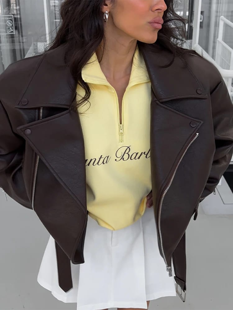 Customer photo review of Elke Vegan Leather Jacket
