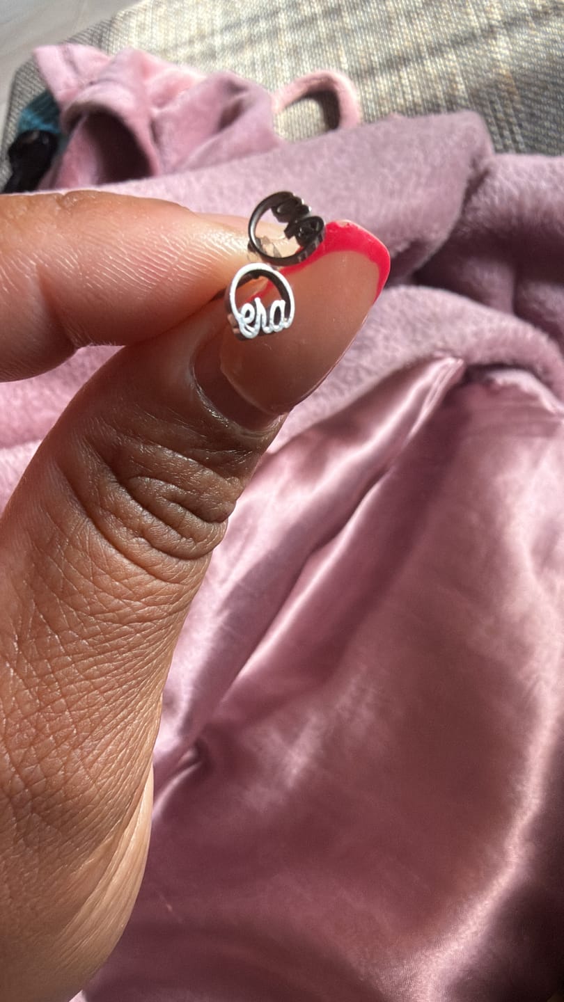 Customer photo review of Mini Era Logo Drop Studs