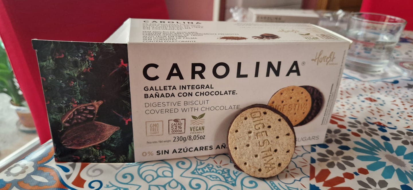 Customer photo review of Galleta 0% Sin Azúcares Integral Digestive Chocolate. Vegana