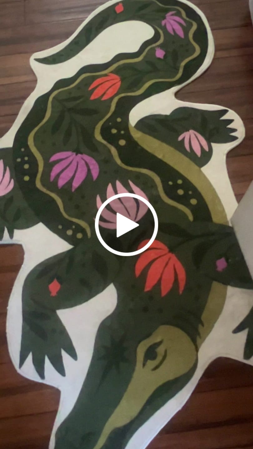 Customer video review of Green Animal Shaped Crocodile Rug by Jessica Miller