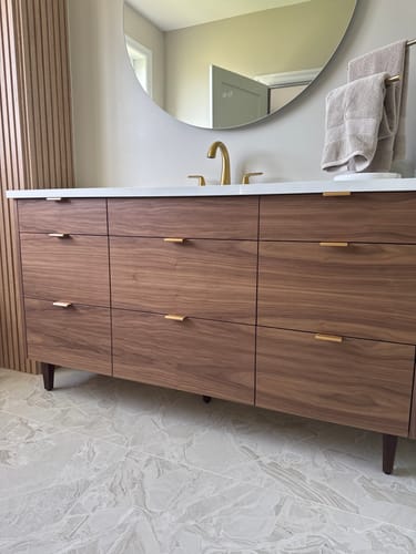 Customer photo review of Asher Stainless SLIM 60" American Black Walnut Bathroom Vanity