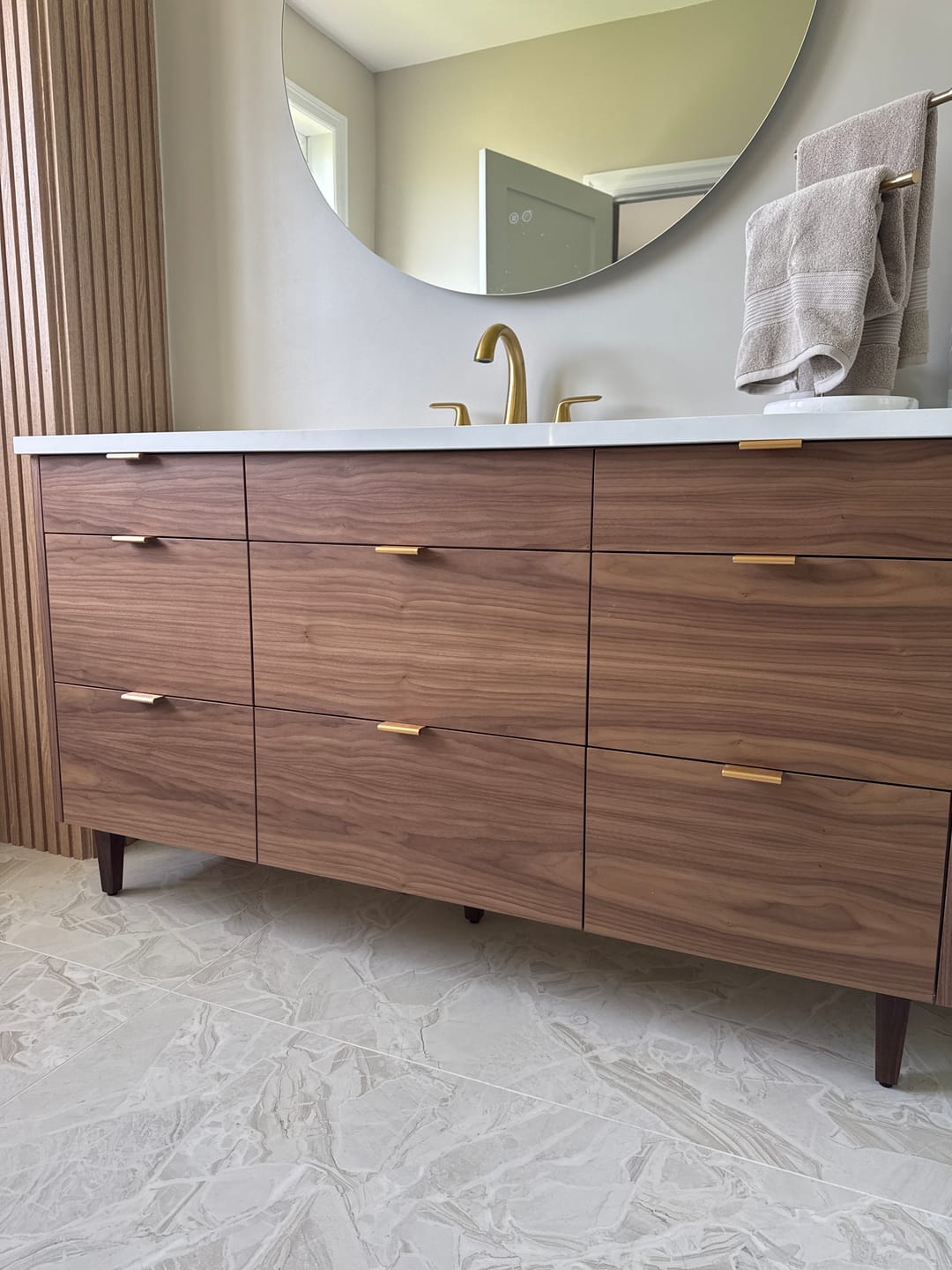 Customer photo review of Asher Stainless SLIM 60" American Black Walnut Bathroom Vanity