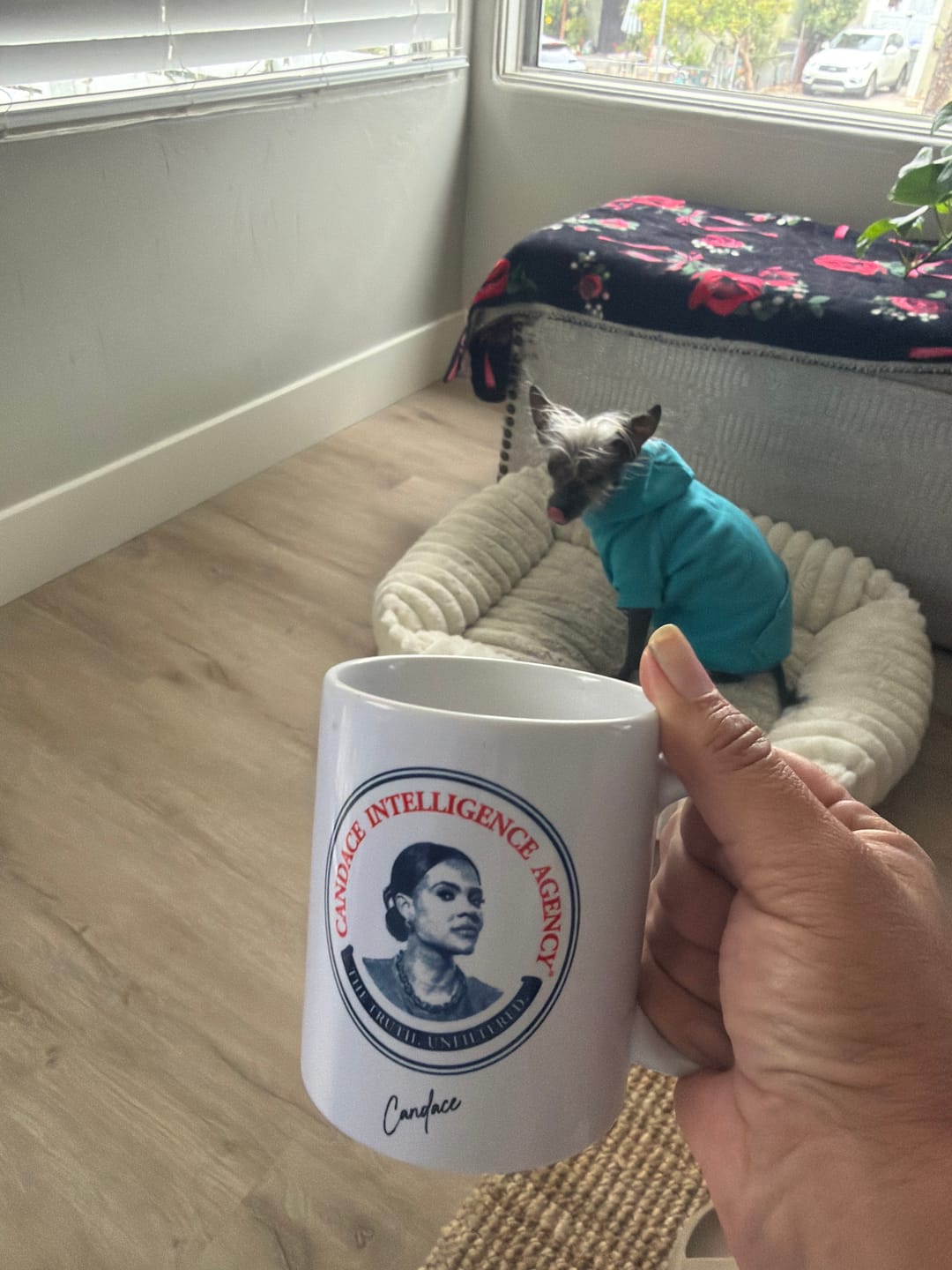 Customer photo review of Candace Intelligence Agency Mug