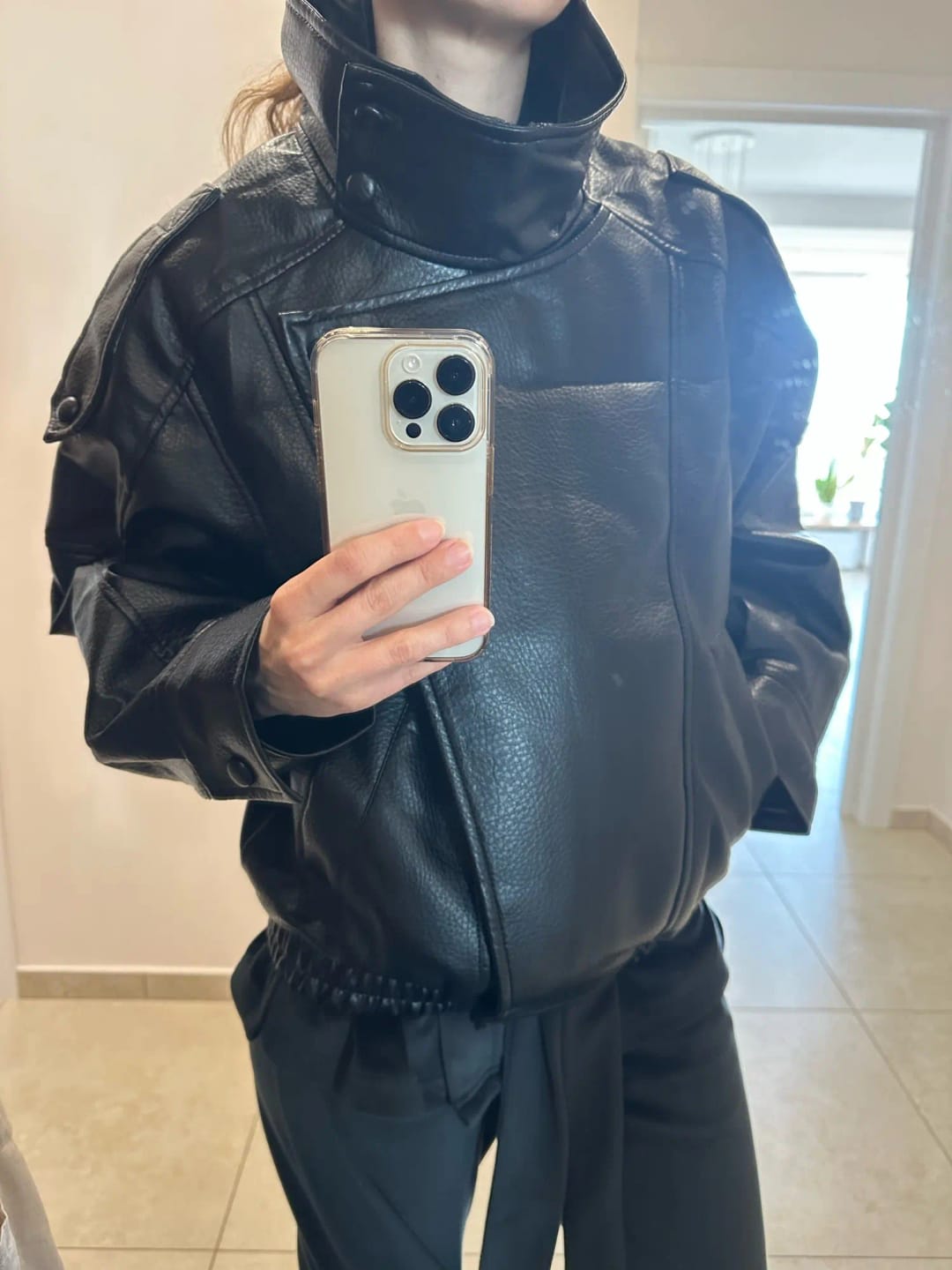 Customer photo review of Bianca Asymmetric Button Pocket Jacket