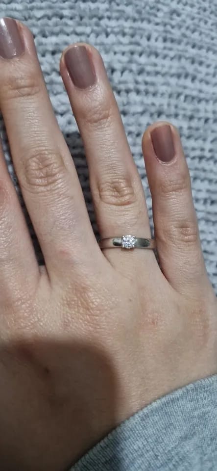 Customer photo review of Mini Round Cut Solitaire Moissanite Ring