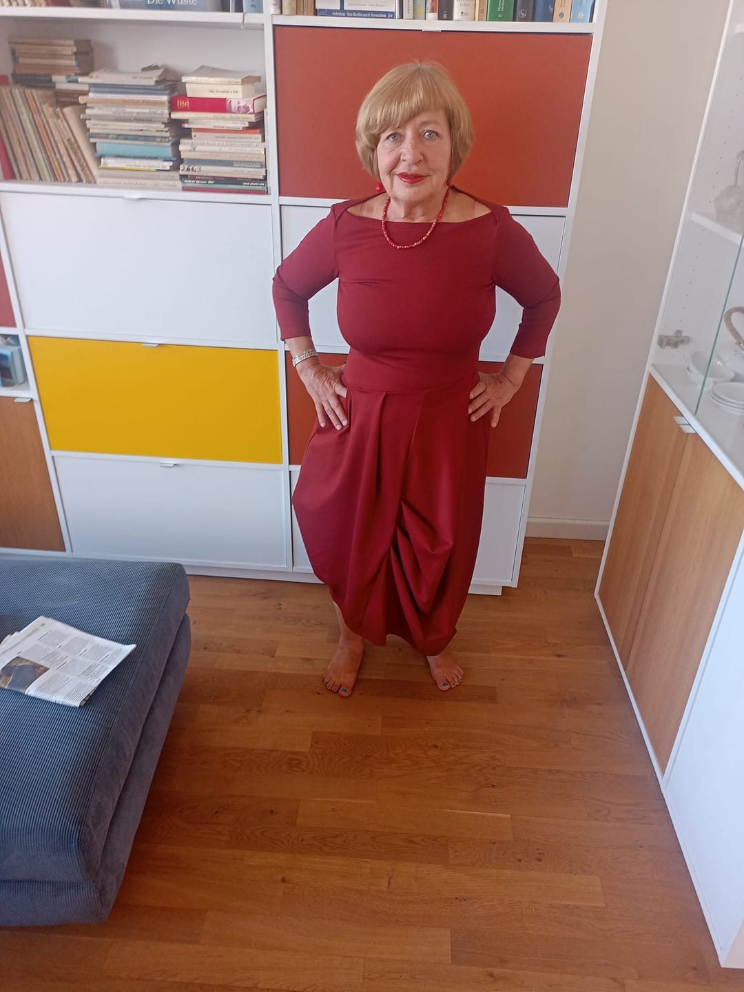 Customer photo review of Brick red viscose dress