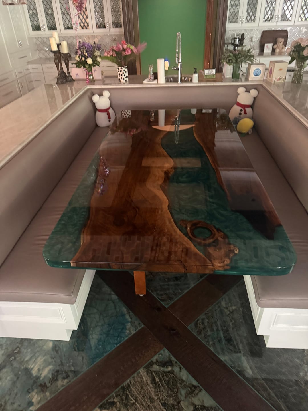 Customer photo review of Black Walnut Wood River Resin Epoxy Table for Dining & Conference Table CT50