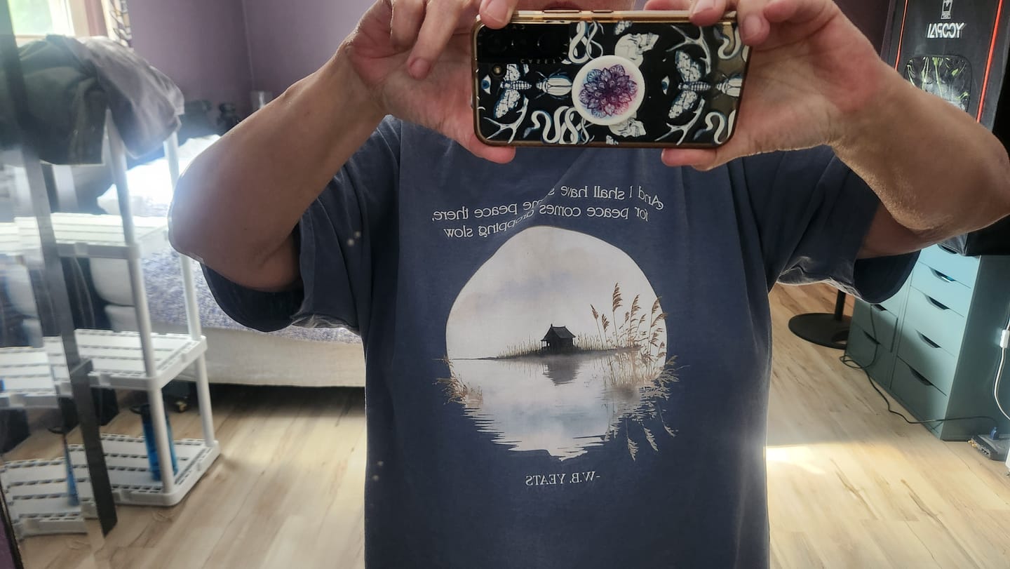 Customer photo review of Yeats Lake Isle of Innisfree T-Shirt