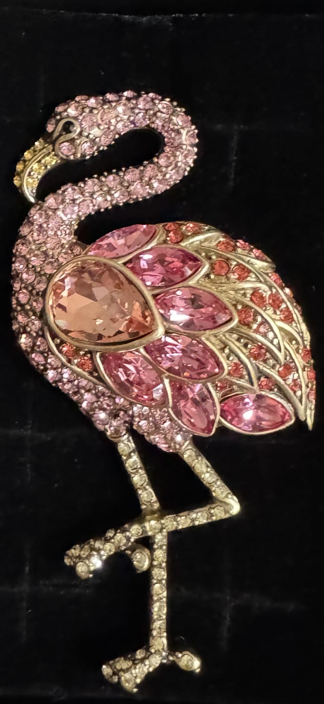 Customer photo review of HEIDI DAUS® "Tickled Pink" Crystal Flamingo Pin
