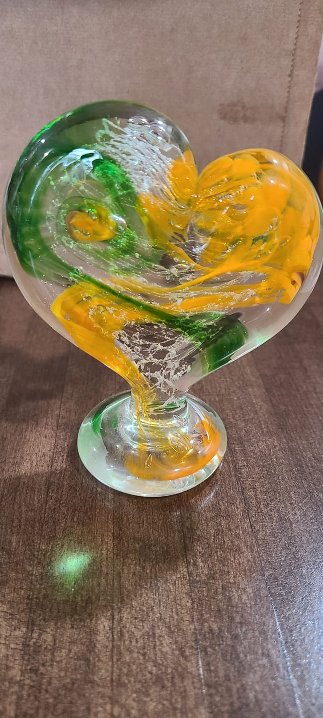 Customer photo review of Glass Heart with Cremation Ash - Standing