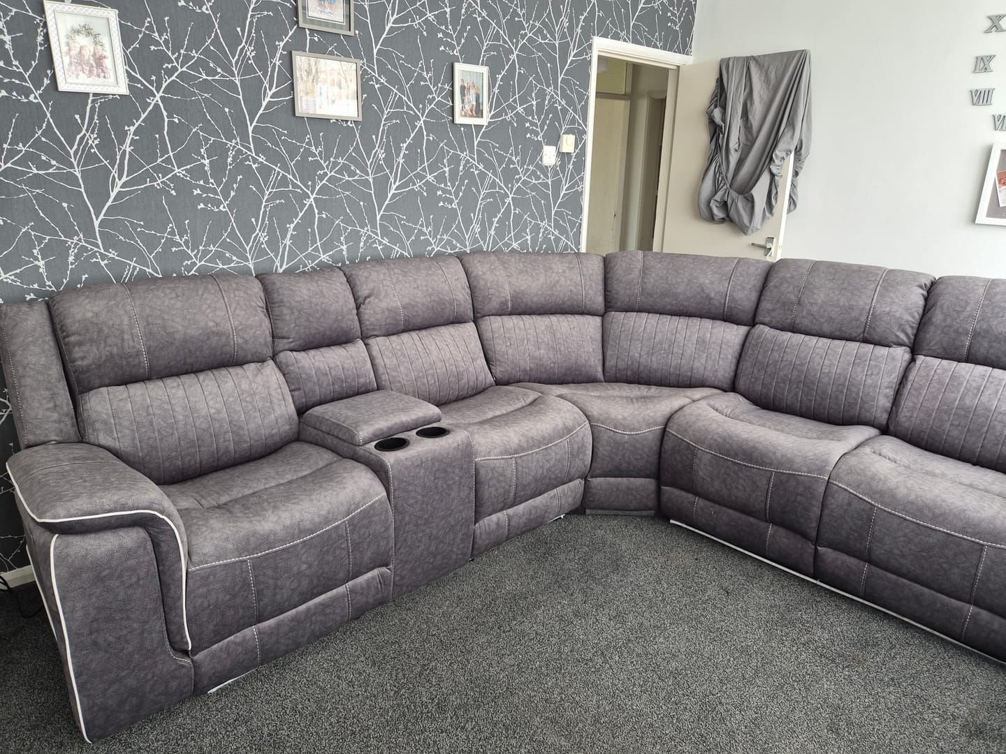 Customer photo review of Neon Express Power Reclining Corner Sofa, Silver