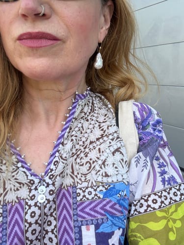 Customer photo review of IRMA - Freshwater Baroque Pearl Hoop Earrings
