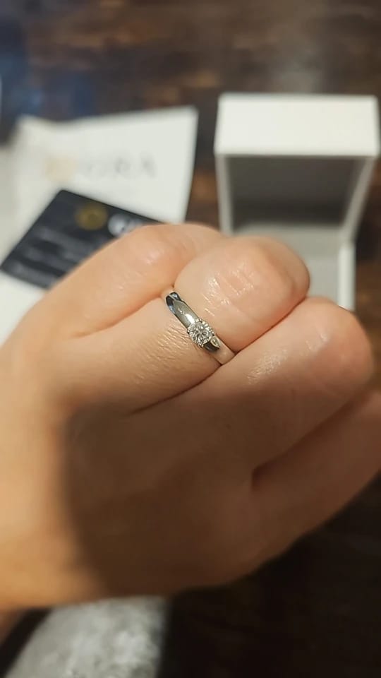 Customer photo review of Mini Round Cut Solitaire Moissanite Ring