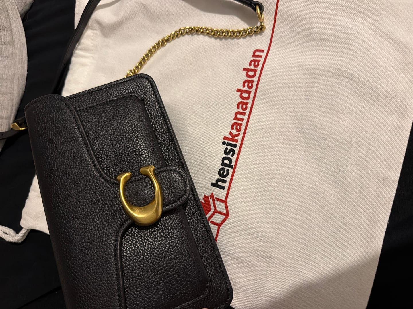 Customer photo review of Coach Women's Tabby Chain Clutch Brass/Black