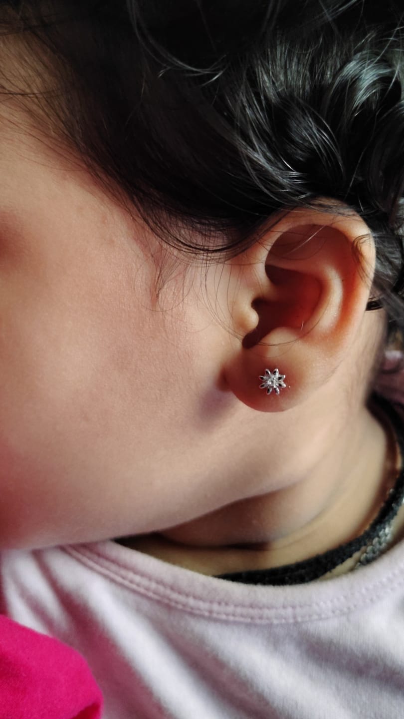 Customer photo review of Silver Posy Earrings