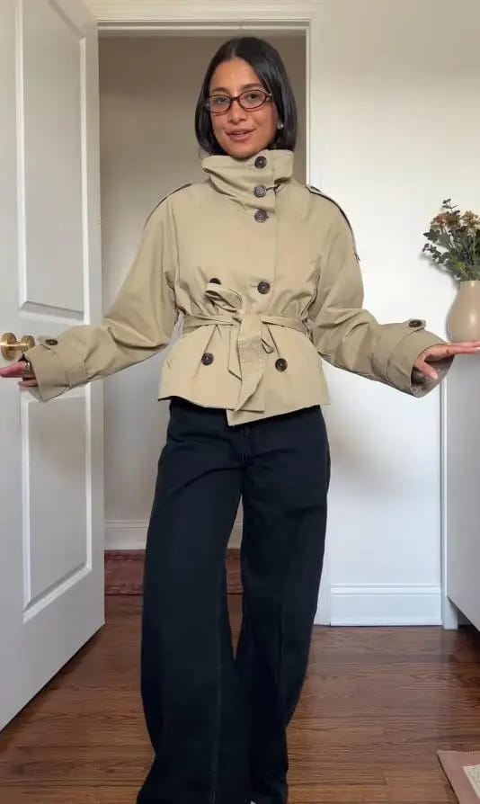 Customer photo review of Sofie Cropped Trench Coat
