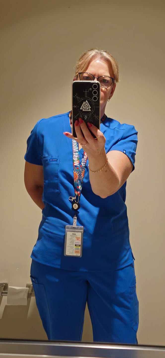Customer photo review of LUCY Jogger Scrub Pants - Royal Blue | SLTECH™