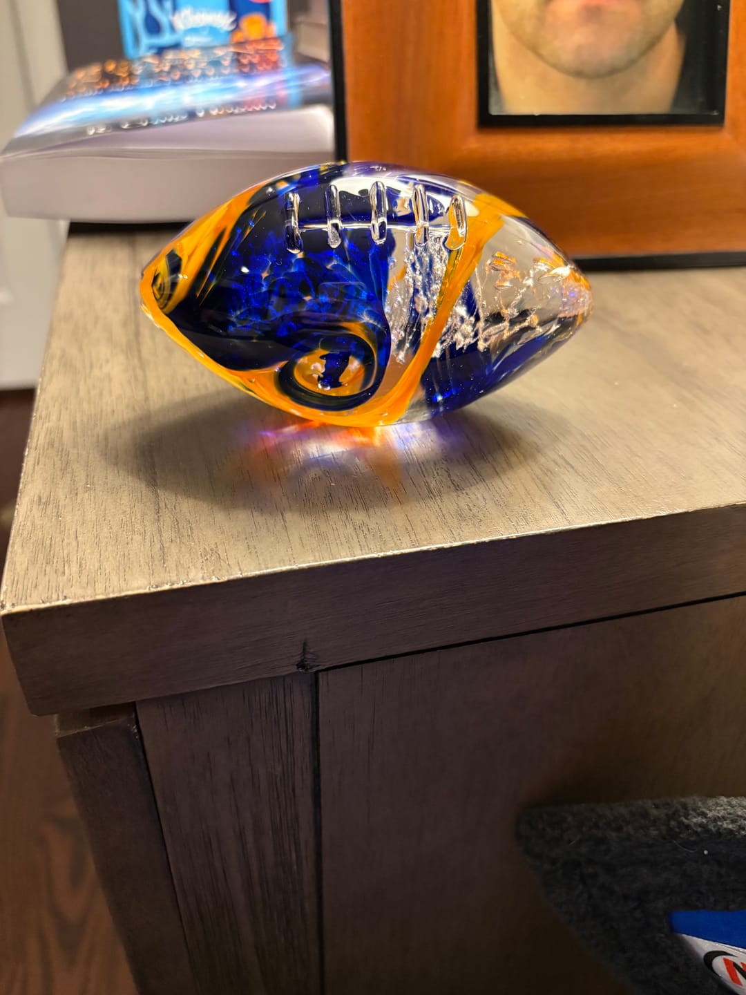 Customer photo review of Glass Football with Cremation Ash