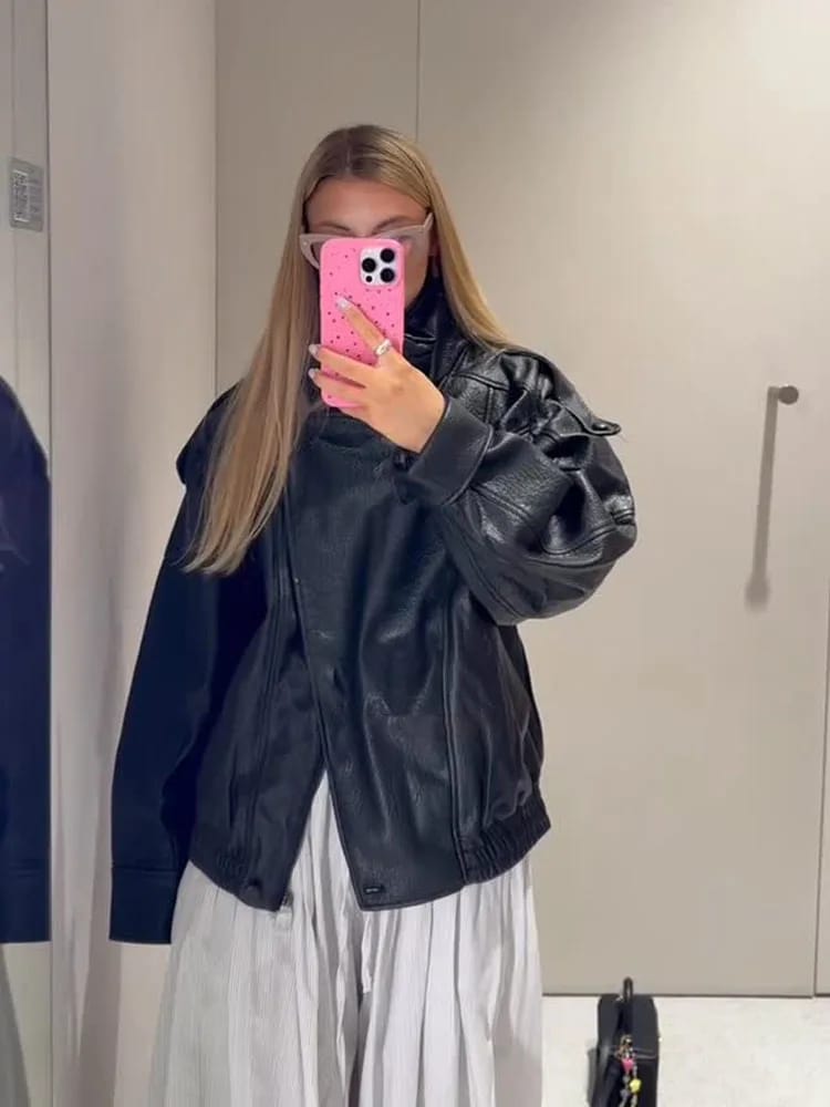 Customer photo review of Bianca Asymmetric Button Pocket Jacket