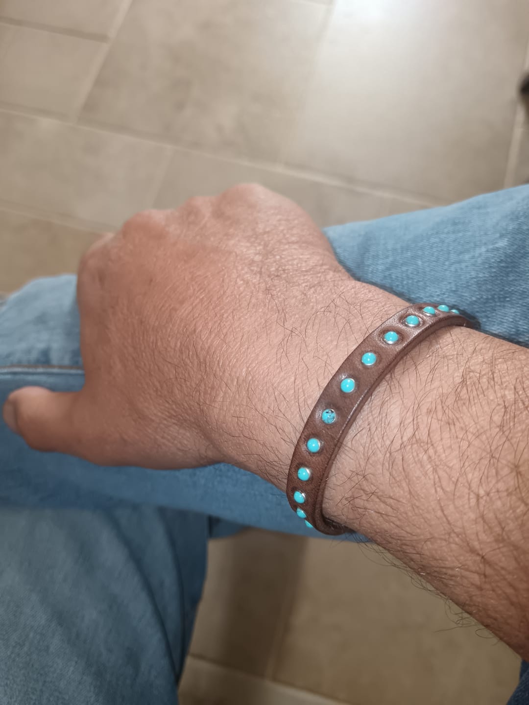 Customer photo review of Bracciale pelle Caffè Papago Tulsi