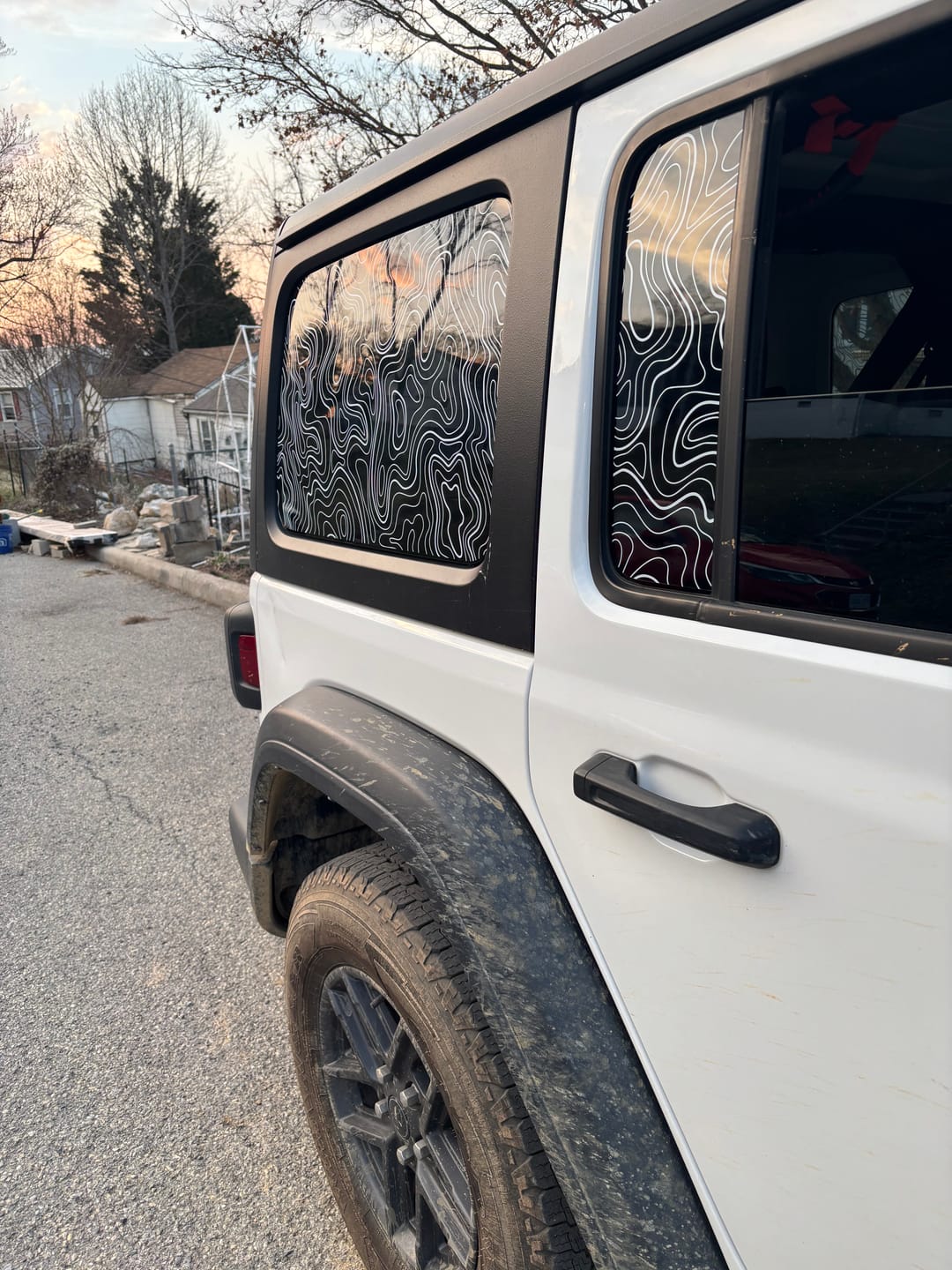 Customer photo review of Topographic Window Graphic for Wrangler Hard Top | Set of 2