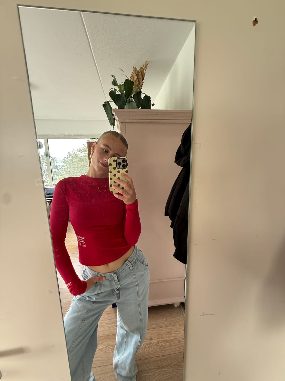 Customer photo review of LABEL LONGSLEEVE TOP RASPBERRY RED