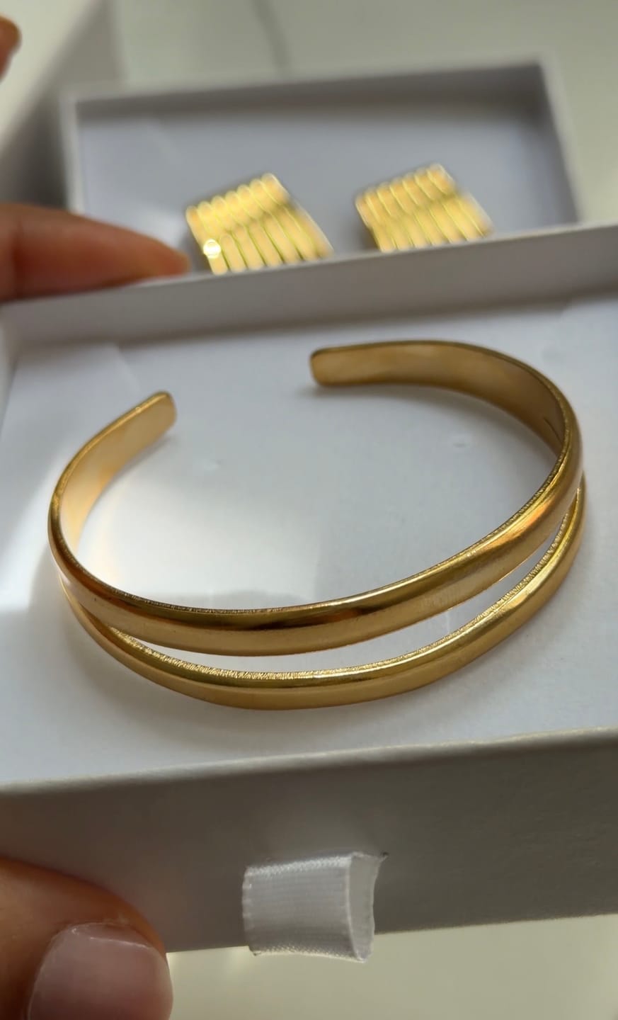 Customer photo review of Double Open Cuff Statement Bangle
