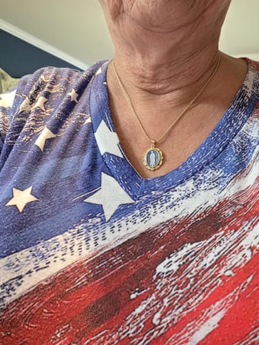 Customer photo review of French Blue Cameo Mary Necklace