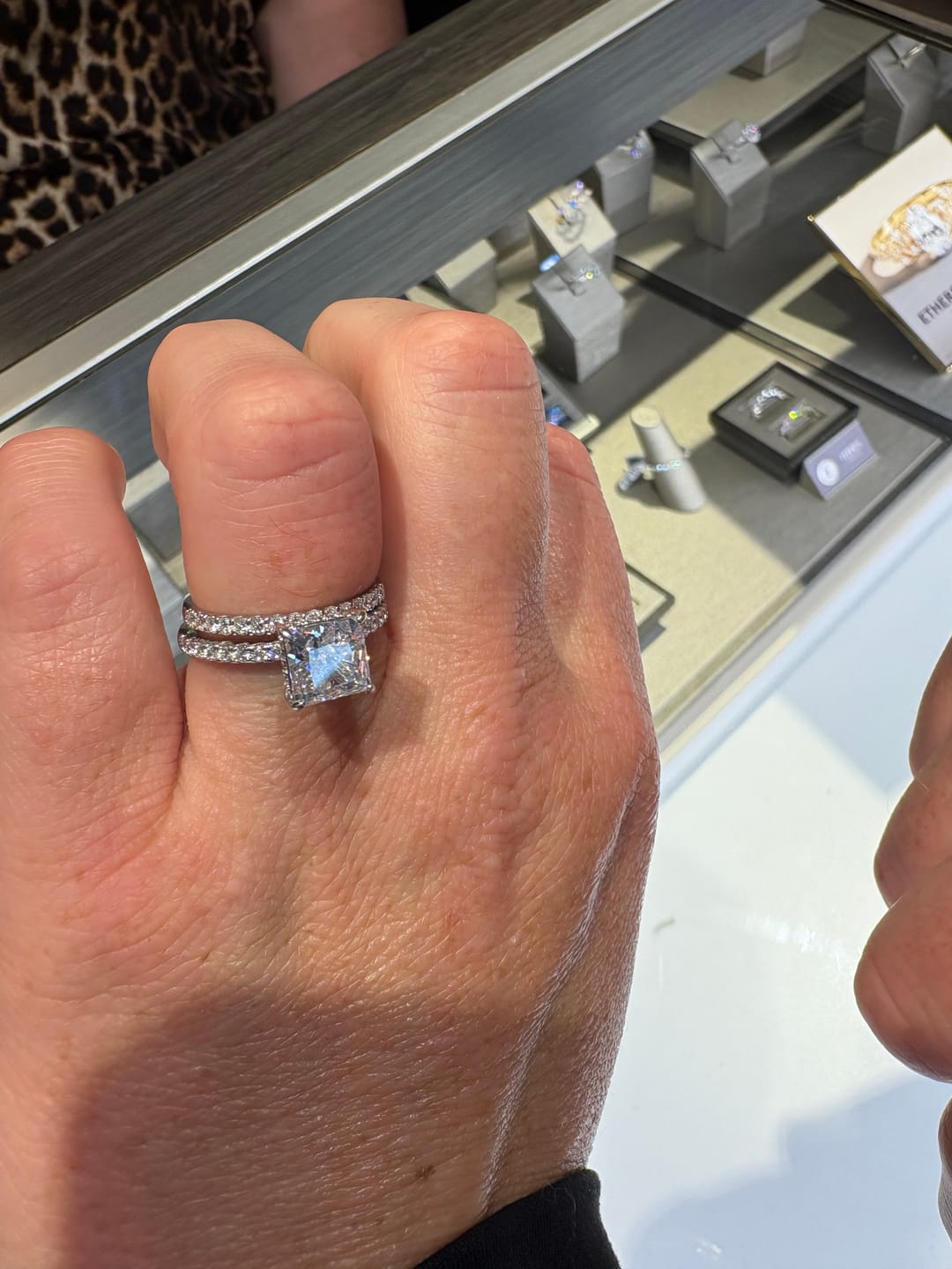 Customer photo review of S925 2 Ct Princess Cut Sparkle Square Engagement Ring For Women Everyday Wear In Sterling Silver