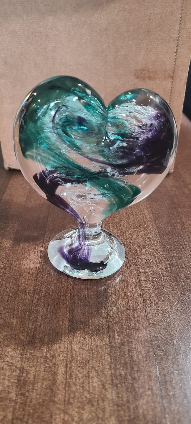 Customer photo review of Glass Heart with Cremation Ash - Standing