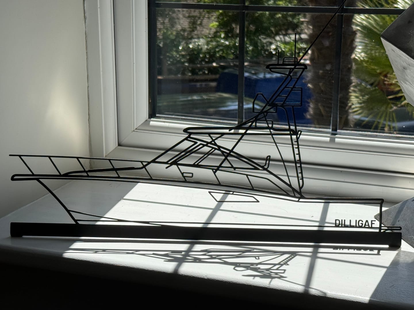 Customer photo review of Your Custom Boat Standing Silhouette Metal Art