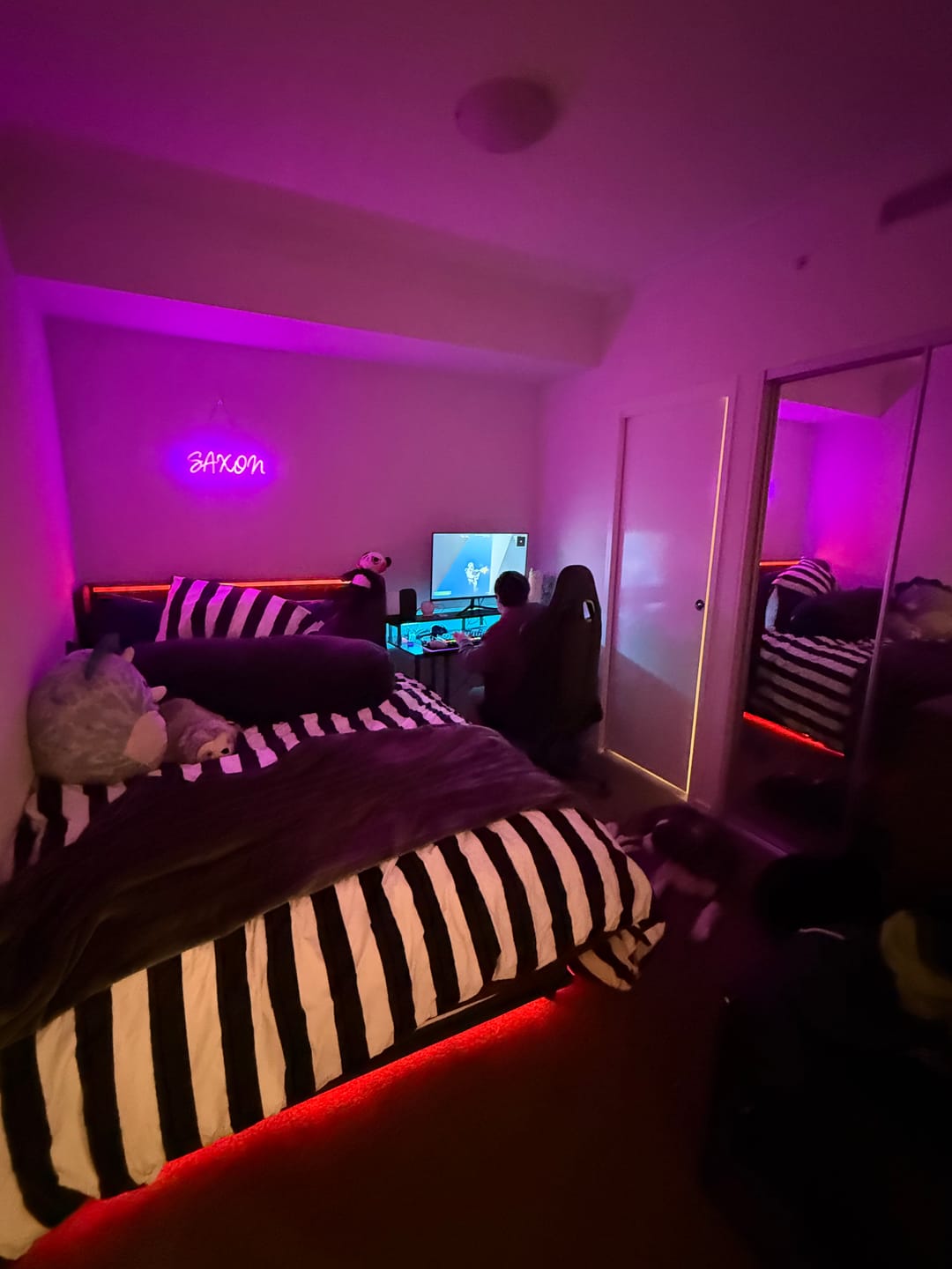 Customer photo review of Double LED Bed Frame with Gas Lift & USB Ports