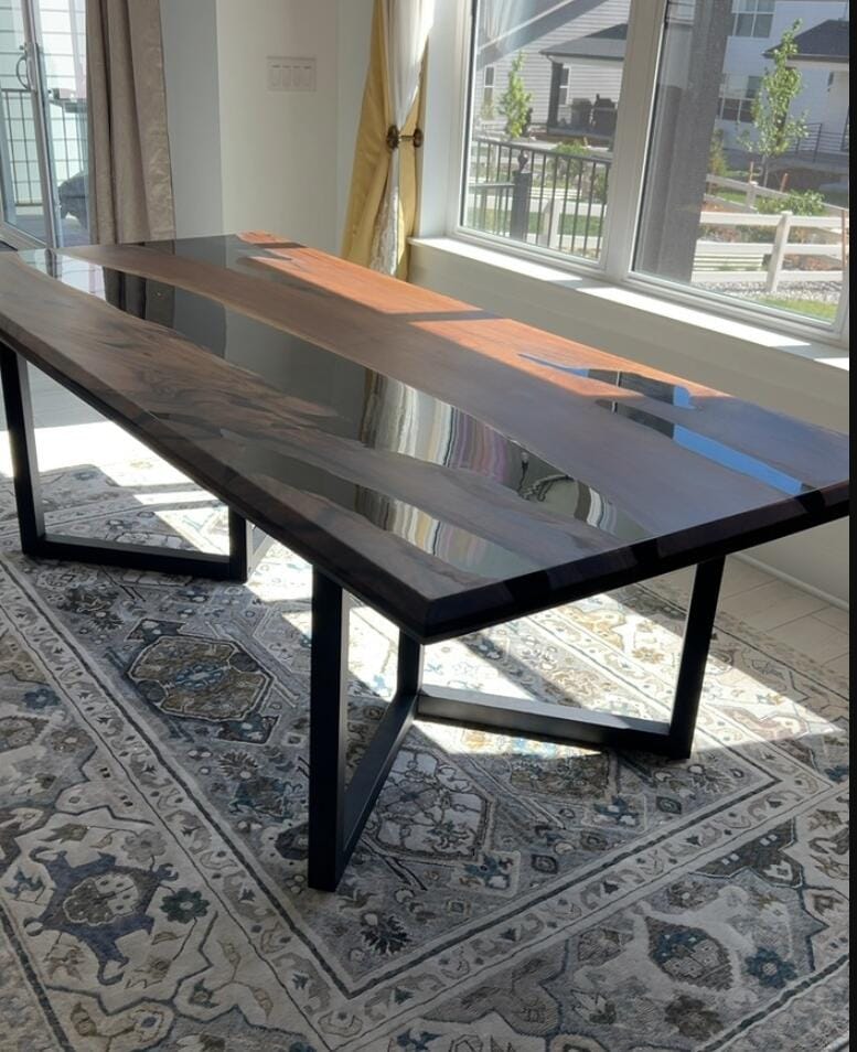 Customer photo review of Black Walnut Wood River Resin Epoxy Table for Dining & Conference Table CT50