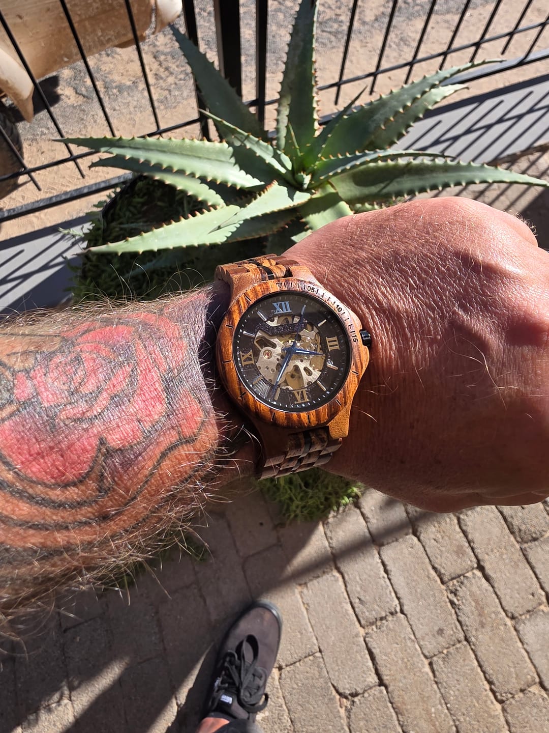 Customer photo review of The Mechanical - Zebra & Walnut Wood Watch