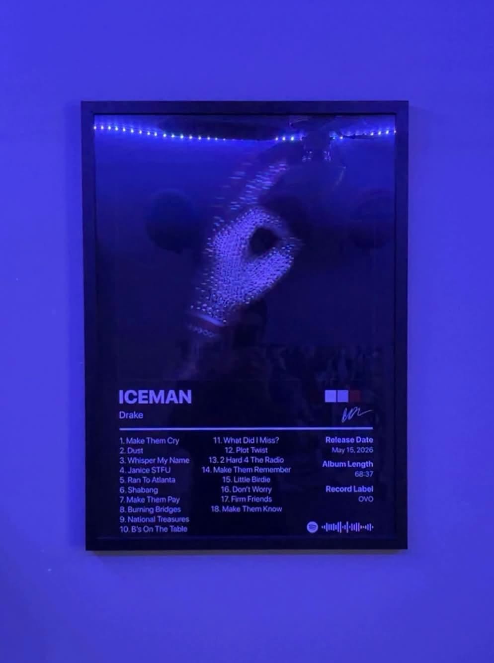 Customer photo review of Drake ICEMAN Album Poster