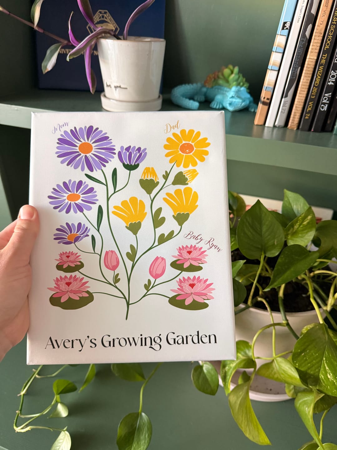 Customer photo review of Personalized Birth Flower Family Garden Canvas