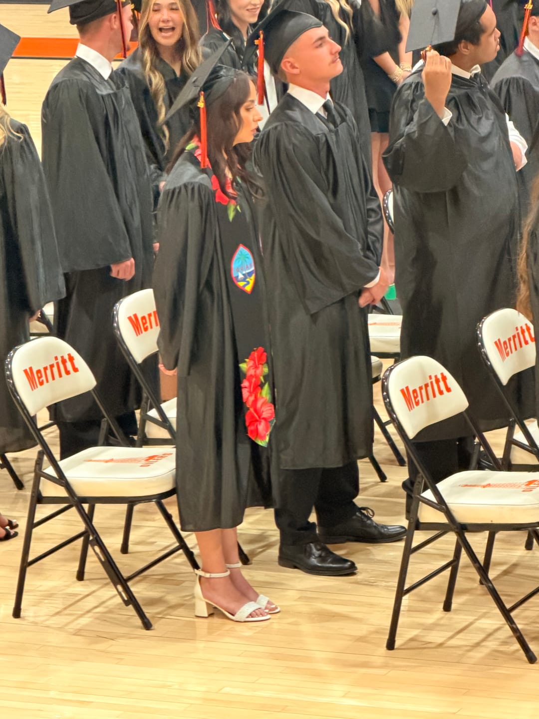 Customer photo review of Guam Red Hibiscus Black Graduation Stole Sash