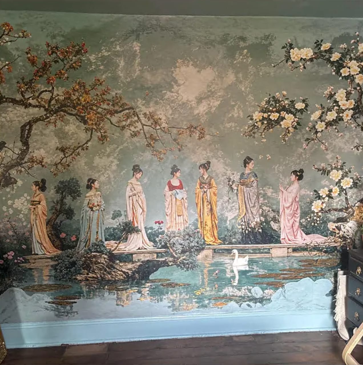 Customer photo review of Vintage Japanese Wall Mural, Chinoiserie Wallpaper, Peel and Stick Traditional Japanese Art, Sakura Tree Wallpaper, Classic Accent Wall Art