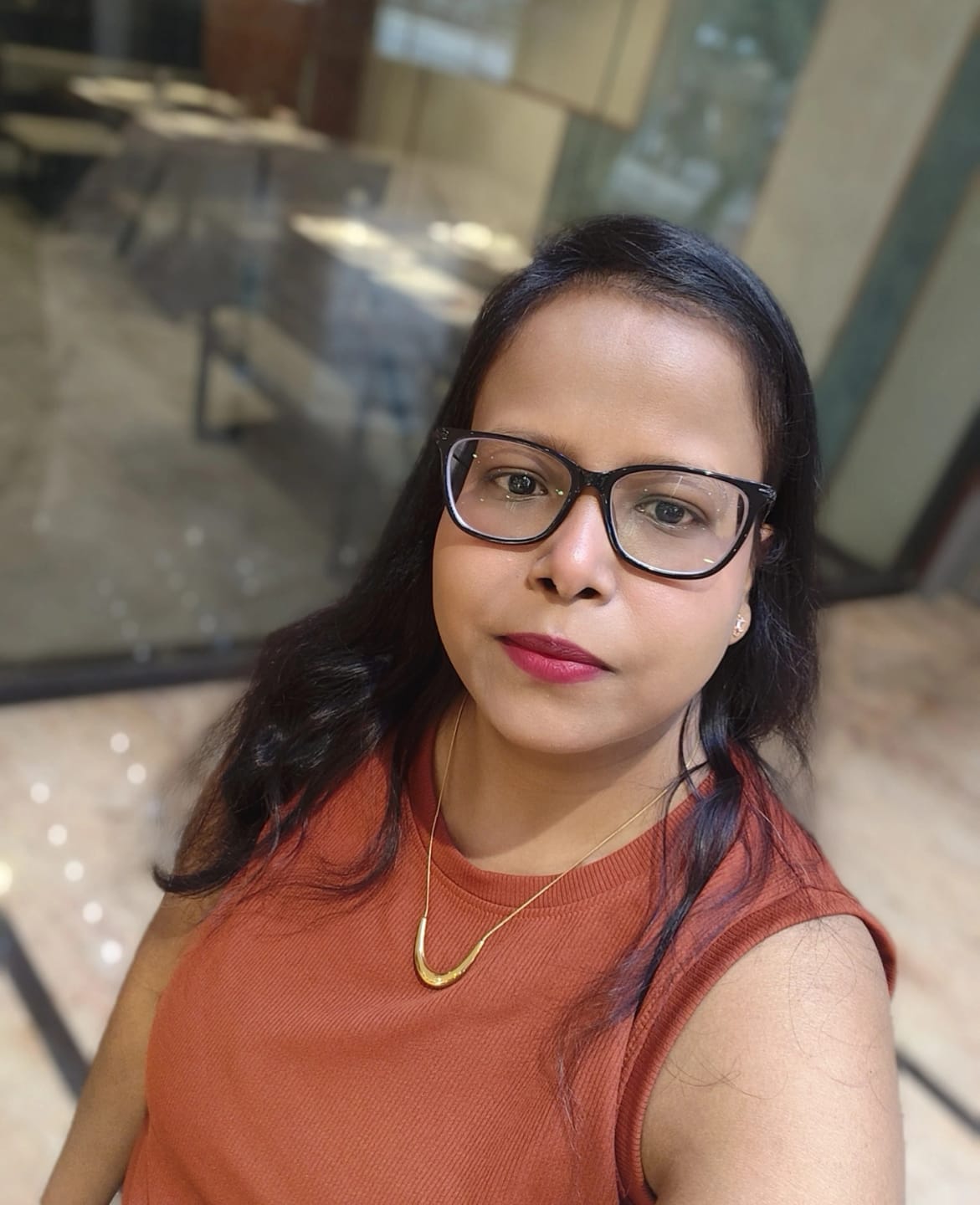Customer photo review of Golden Boomerang Necklace