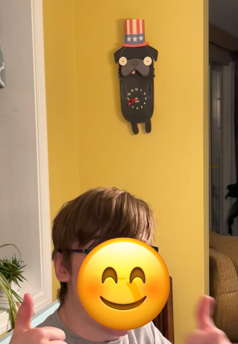 Customer photo review of Penny the Pug Pendulum Clock