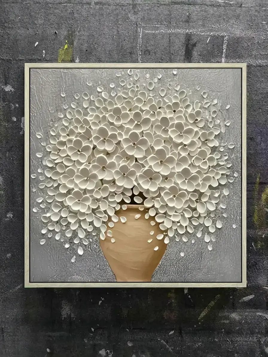 Customer photo review of 3D White Floral Impasto Art
