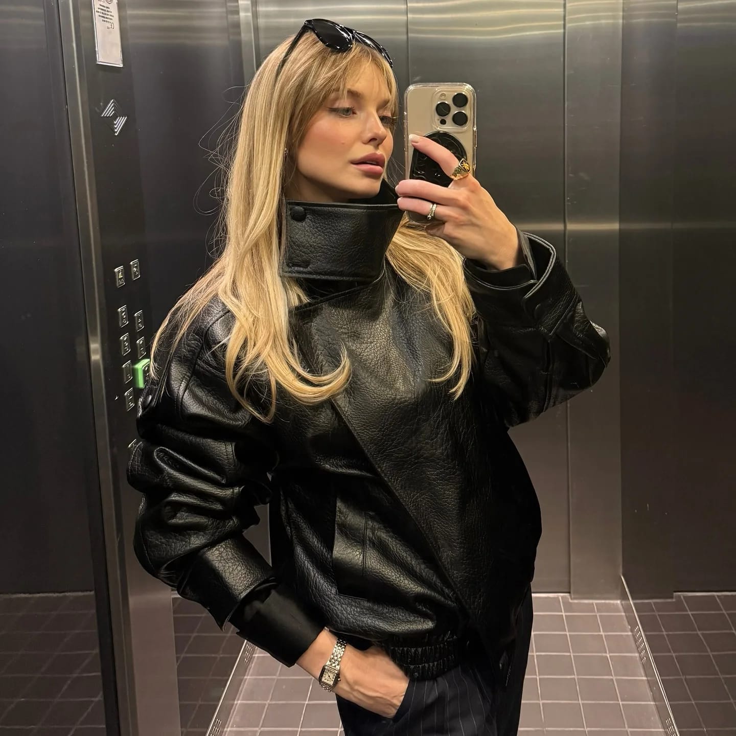 Customer photo review of Bianca Asymmetric Button Pocket Jacket