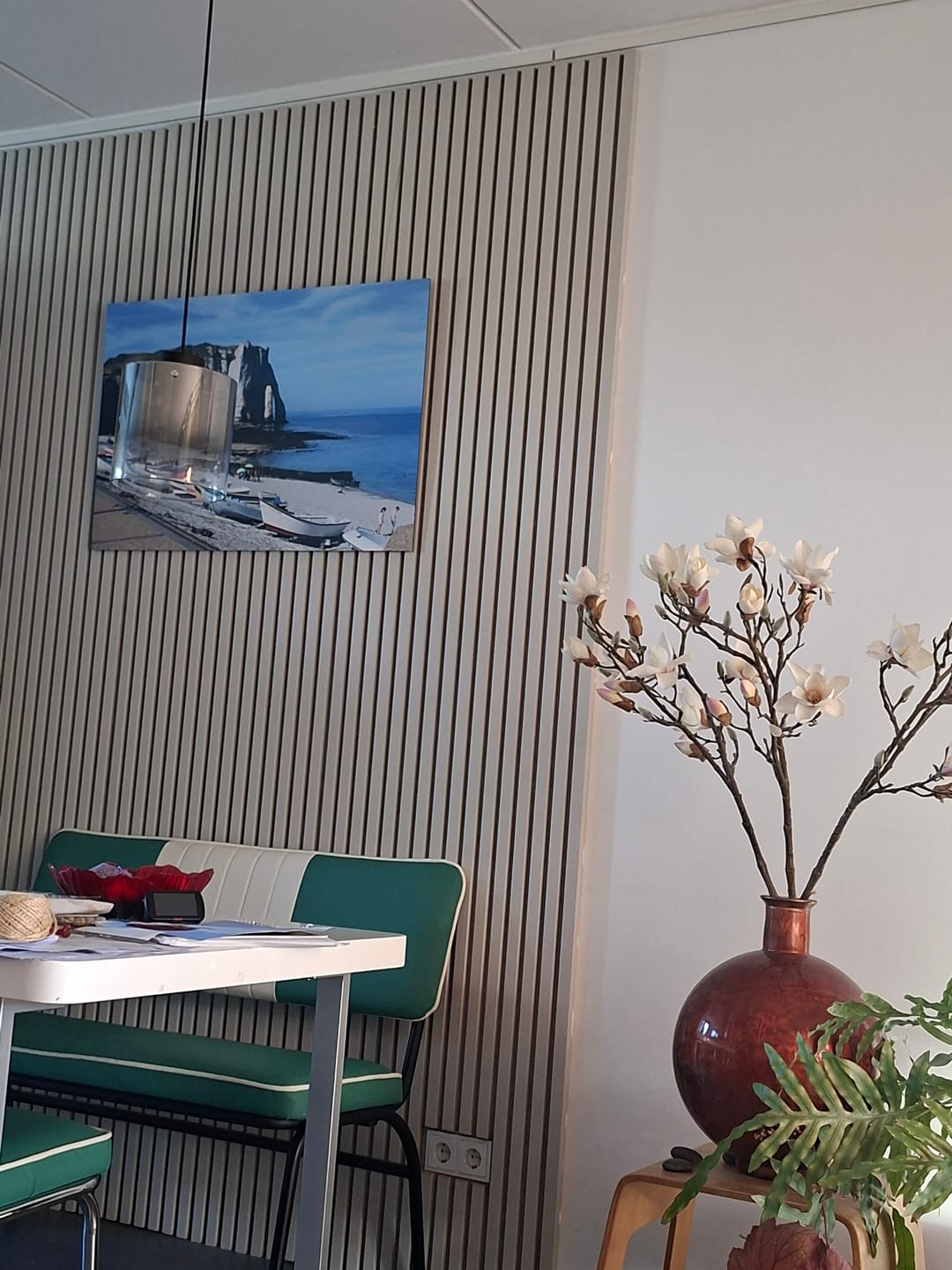 Customer photo review of Akoestische panelen 260 x 60 x 1.4 cm - Beige on Beige