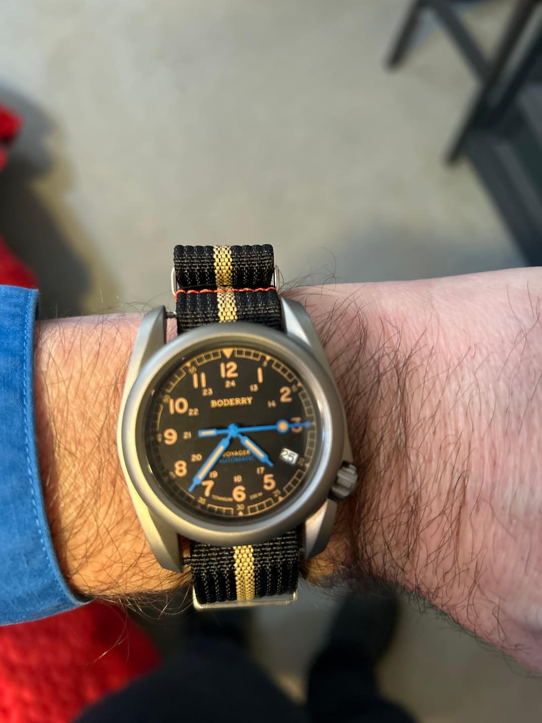 Customer photo review of VOYAGER - 100M Waterproof Titanium Automatic Field Watch | Vintage Noir