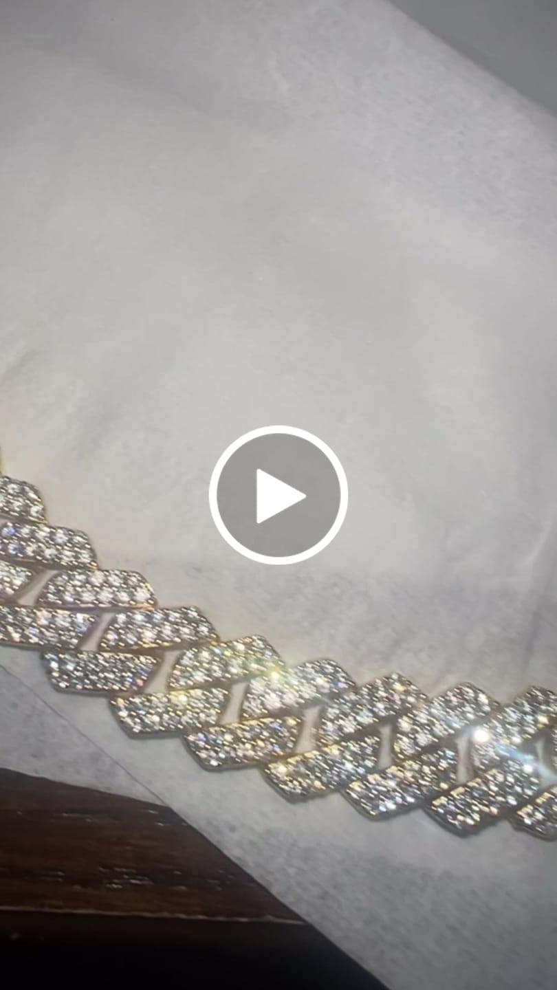Customer video review of 14mm Moissanite Monaco Chain - 18k Gold - D Colour - VVS1