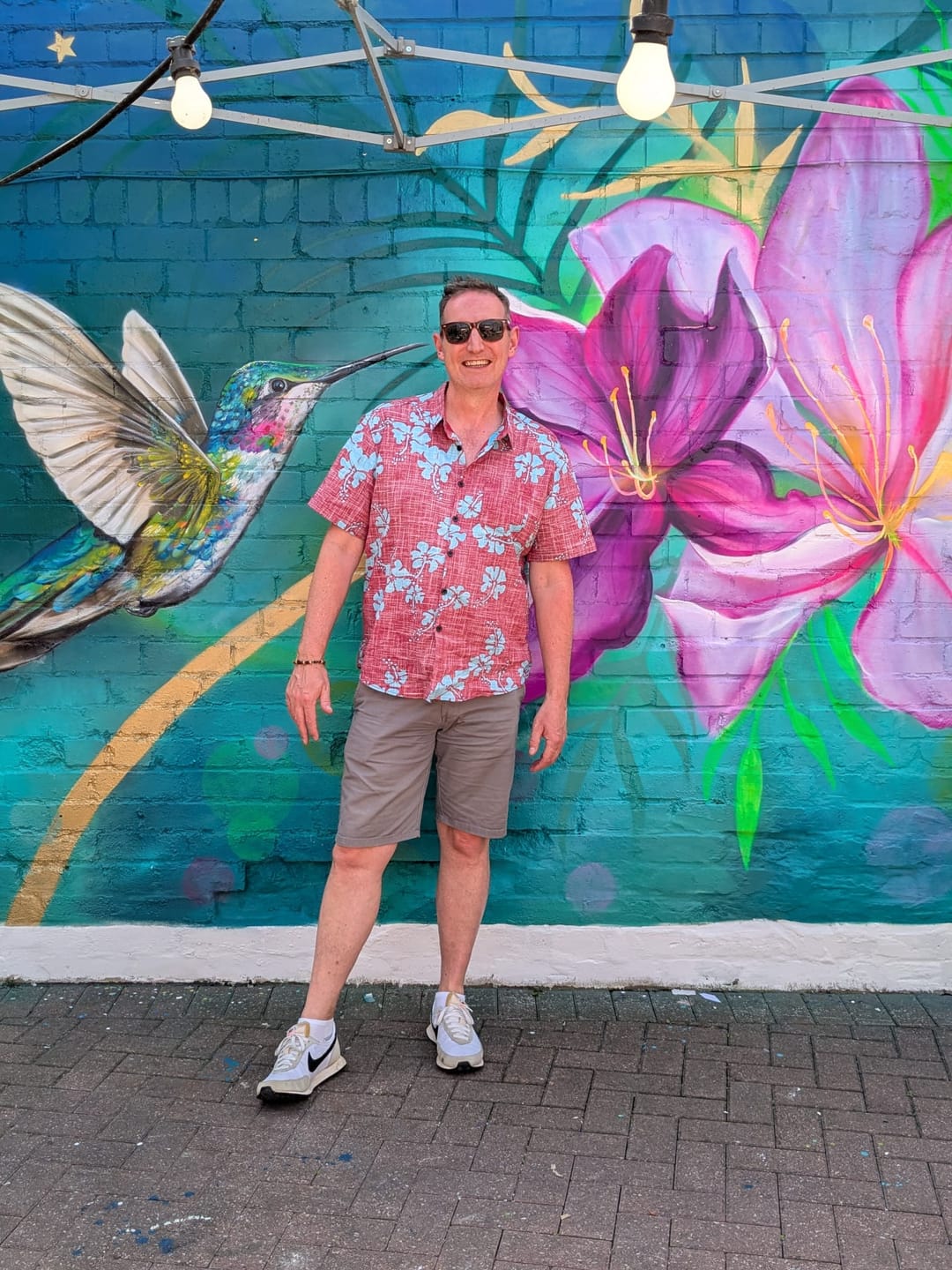 Customer photo review of Men's Red Floral Vintage Short Sleeve Button Up Beach Tropical Hawaiian Shirt