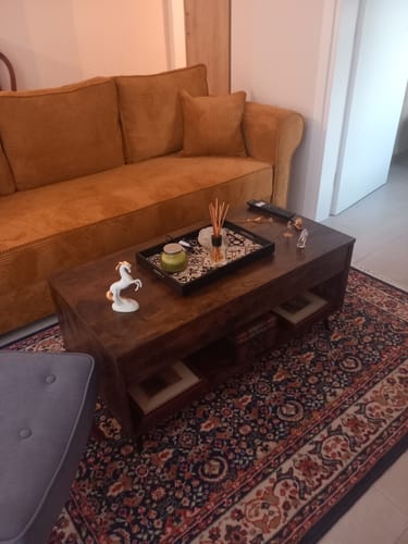 Customer photo review of Τραπεζάκι Σαλονιού Με Ρυθμιζόμενο Ύψος 100x50 εκ Βοηθητικό Τραπέζι Για Εργασία Φαγητό Λάπτοπ Κρυφός Αποθηκευτικός Χώρος LC-T267KD01