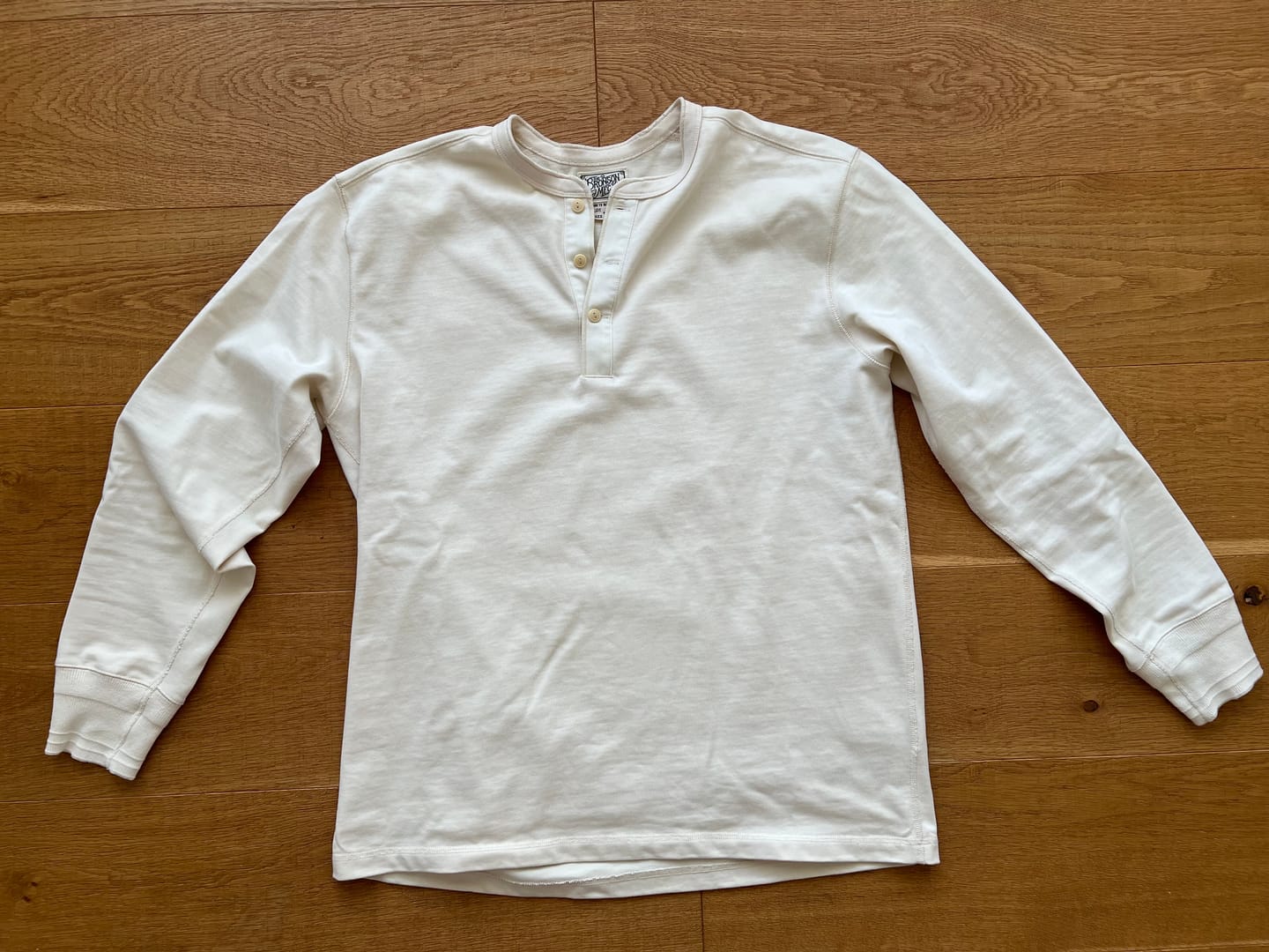 Customer photo review of Vintage Long Sleeve Henley Shirt - Apricot